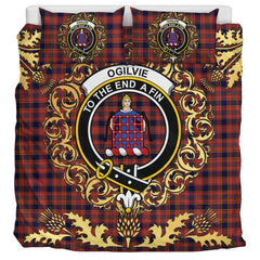 Ogilvie (Ogilvy) 01 Tartan Crest Bedding Set - Golden Thistle Style