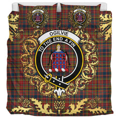 Ogilvie (Ogilvy) 02 Tartan Crest Bedding Set - Golden Thistle Style