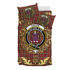 Ogilvie (Ogilvy) 03 Tartan Crest Bedding Set - Golden Thistle Style