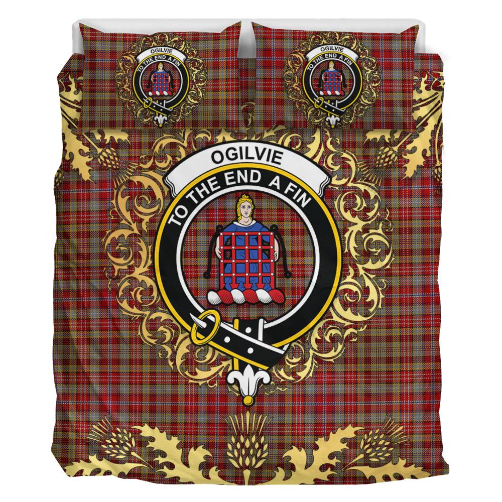 Ogilvie (Ogilvy) 03 Tartan Crest Bedding Set - Golden Thistle Style