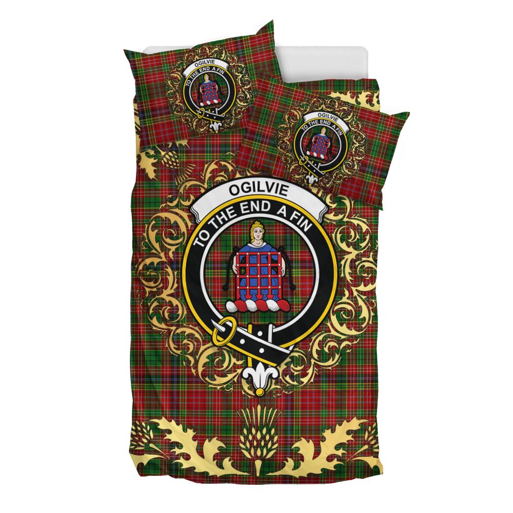 Ogilvie (Ogilvy) 04 Tartan Crest Bedding Set - Golden Thistle Style