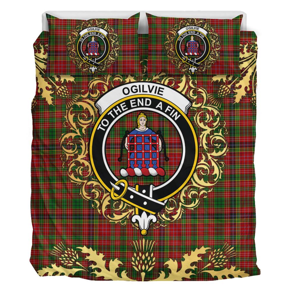 Ogilvie (Ogilvy) 04 Tartan Crest Bedding Set - Golden Thistle Style