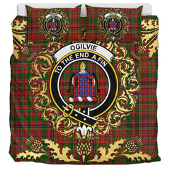 Ogilvie (Ogilvy) 04 Tartan Crest Bedding Set - Golden Thistle Style