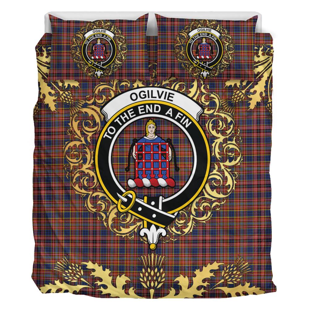 Ogilvie (Ogilvy) 05 Tartan Crest Bedding Set - Golden Thistle Style