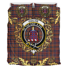 Ogilvie (Ogilvy) 05 Tartan Crest Bedding Set - Golden Thistle Style