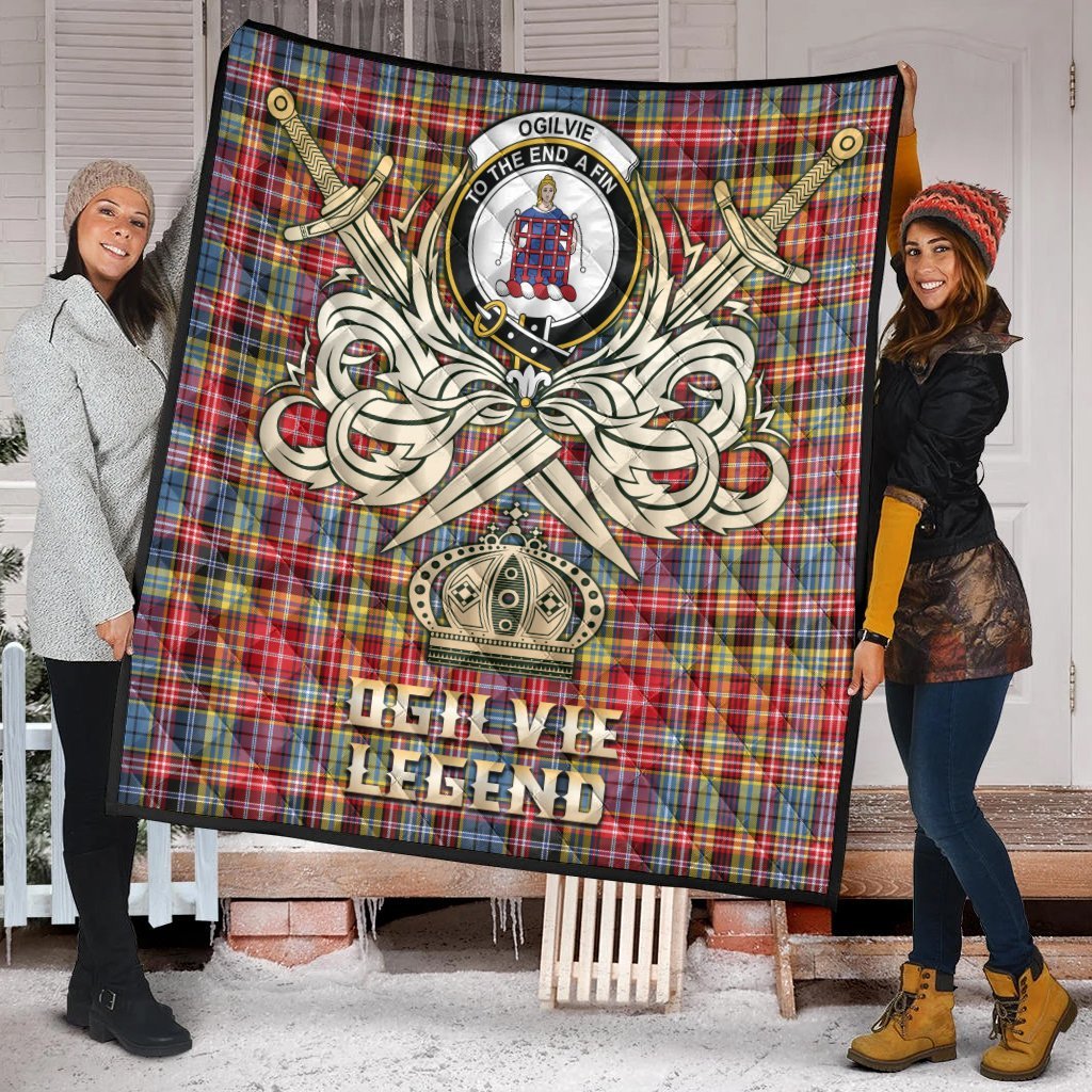 Ogilvie of Airlie Ancient Tartan Crest Legend Gold Royal Premium Quilt