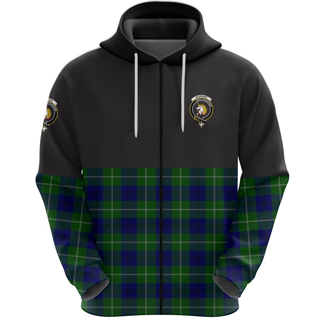Oliphant Modern Clan Half Of Tartan Zipper Hoodie
