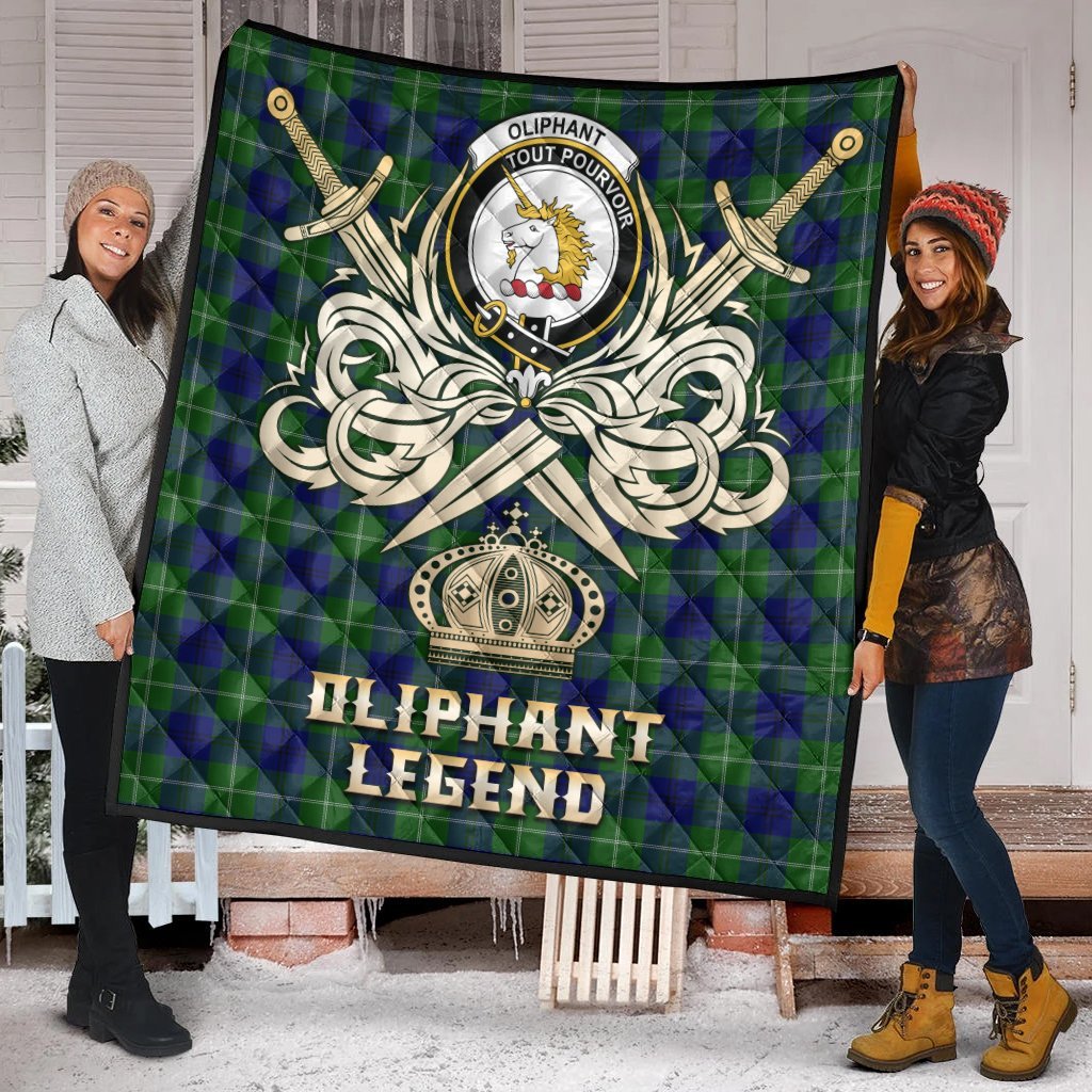 Oliphant Modern Tartan Crest Legend Gold Royal Premium Quilt