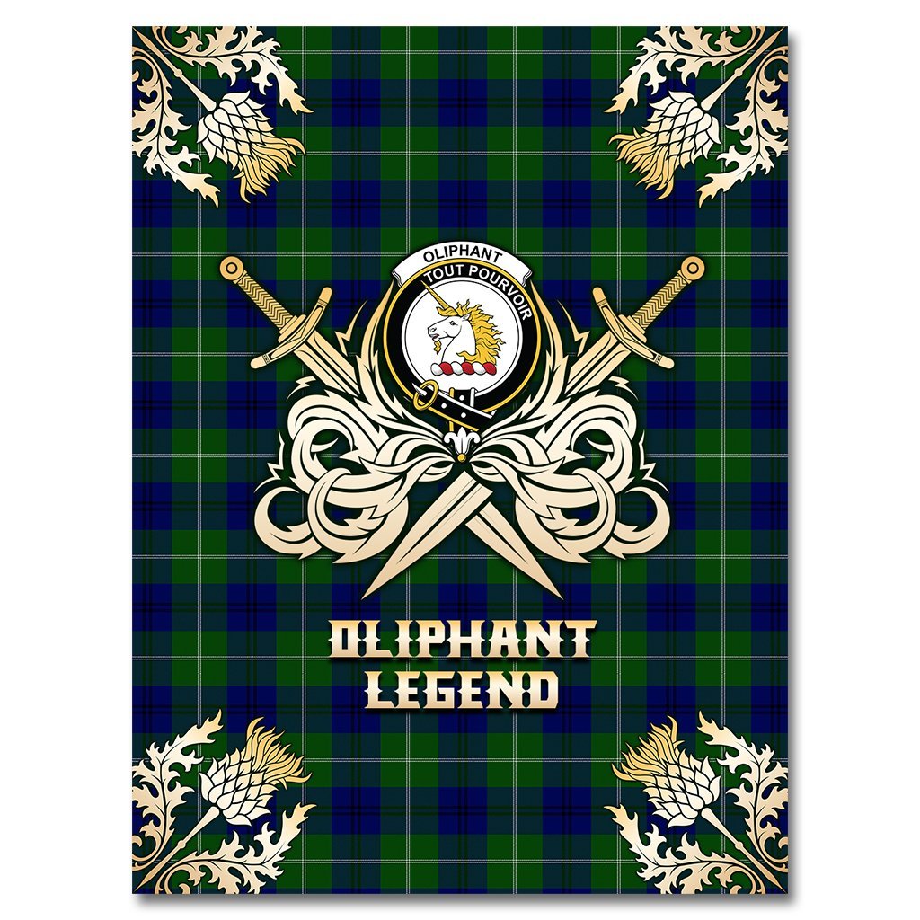 Oliphant Modern Tartan Gold Courage Symbol Blanket