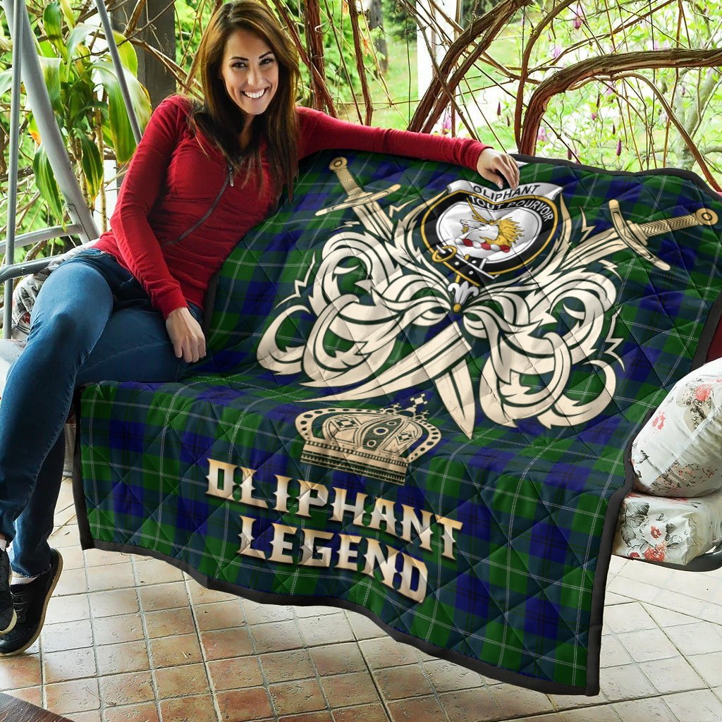 Oliphant Modern Tartan Crest Legend Gold Royal Premium Quilt