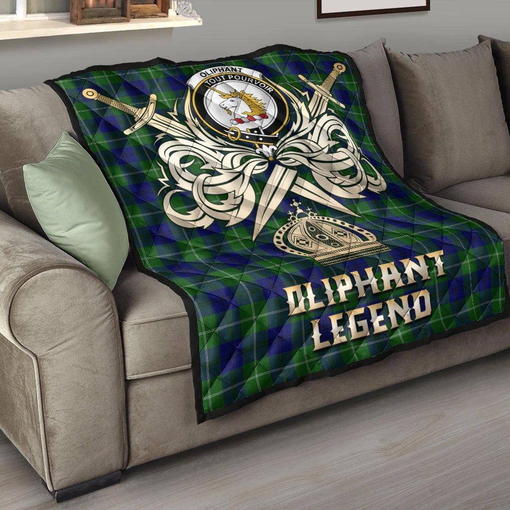 Oliphant Modern Tartan Crest Legend Gold Royal Premium Quilt
