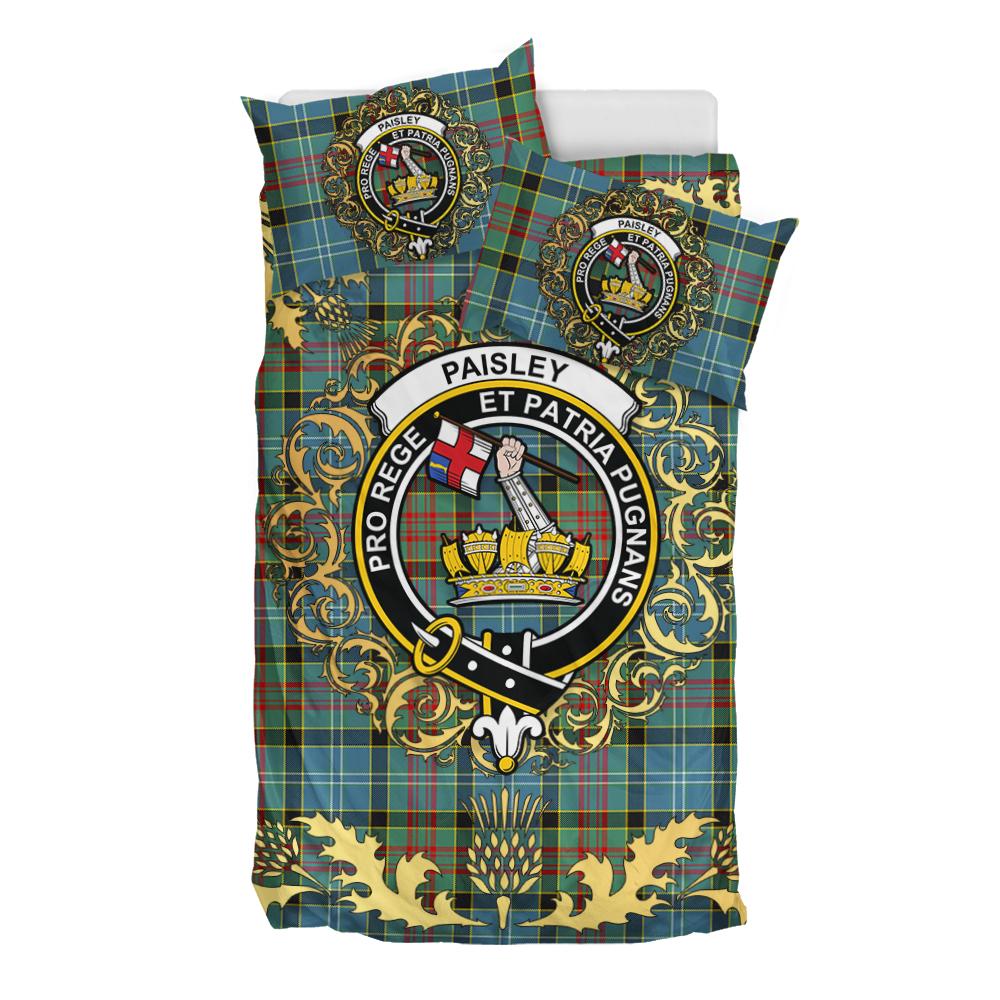 Paisley Tartan Crest Bedding Set - Golden Thistle Style