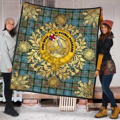 Paisley Tartan Crest Premium Quilt - Gold Thistle Style