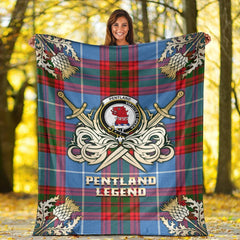 Pentland Tartan Gold Courage Symbol Blanket