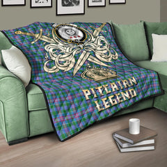 Pitcairn Hunting Tartan Crest Legend Gold Royal Premium Quilt