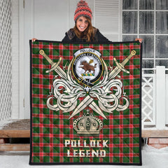 Pollock Modern Tartan Crest Legend Gold Royal Premium Quilt