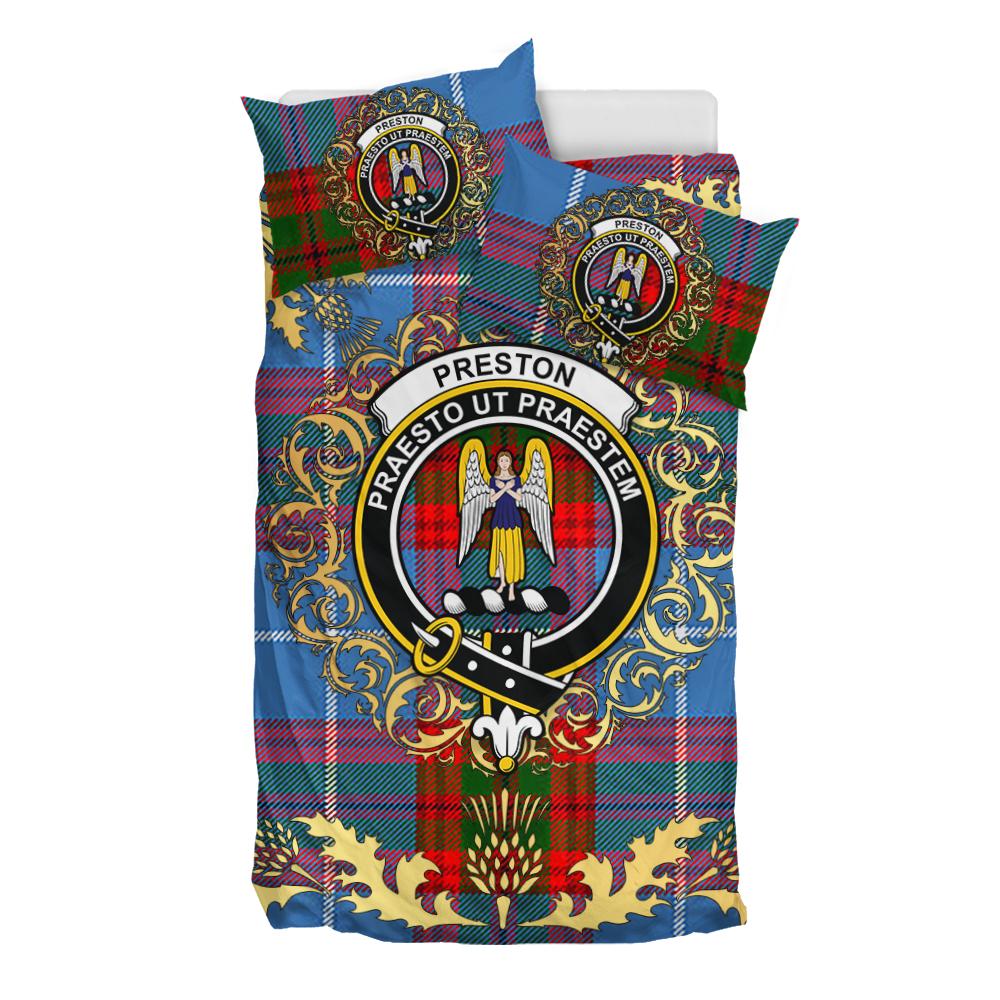 Preston Tartan Crest Bedding Set - Golden Thistle Style