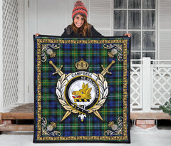 Campbell Argyll Ancient Tartan Crest Premium Quilt - Celtic Thistle Style