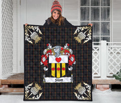 Stott Tartan Crest Premium Quilt - Gold Thistle Style