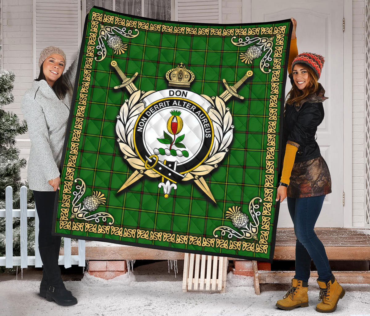 Don Tartan Crest Premium Quilt - Celtic Thistle Style