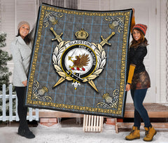 Gladstone Tartan Crest Premium Quilt - Celtic Thistle Style