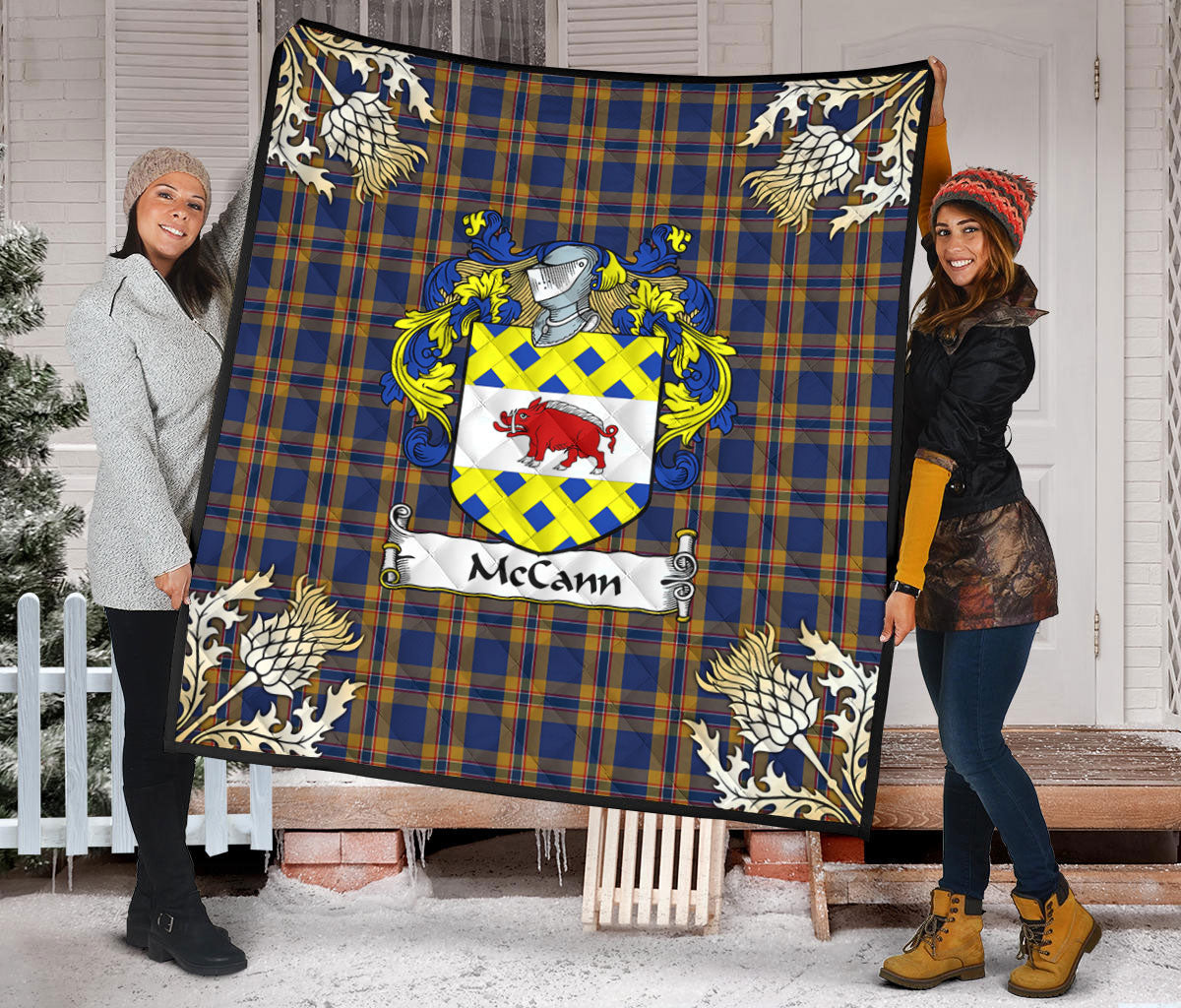 McCann Tartan Crest Premium Quilt - Gold Thistle Style
