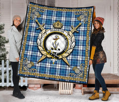 Roberton Tartan Crest Premium Quilt - Celtic Thistle Style