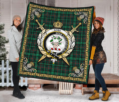 Ross Hunting Modern Tartan Crest Premium Quilt - Celtic Thistle Style