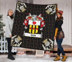 Stott Tartan Crest Premium Quilt - Gold Thistle Style