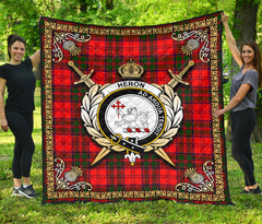Heron Tartan Crest Premium Quilt - Celtic Thistle Style