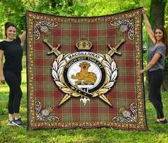MacGillivray Hunting Ancient Tartan Crest Premium Quilt - Celtic Thistle Style