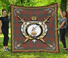 Matheson Ancient Tartan Crest Premium Quilt - Celtic Thistle Style