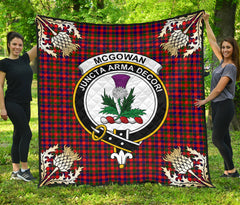 McGowan Tartan Crest Premium Quilt - Gold Thistle Style
