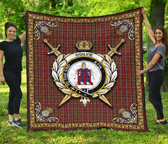 Ogilvie Tartan Crest Premium Quilt - Celtic Thistle Style