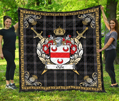 Ogle Tartan Crest Premium Quilt - Celtic Thistle Style