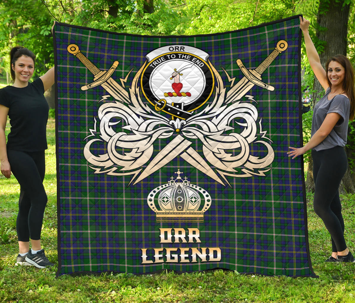Orr Tartan Crest Legend Gold Royal Premium Quilt
