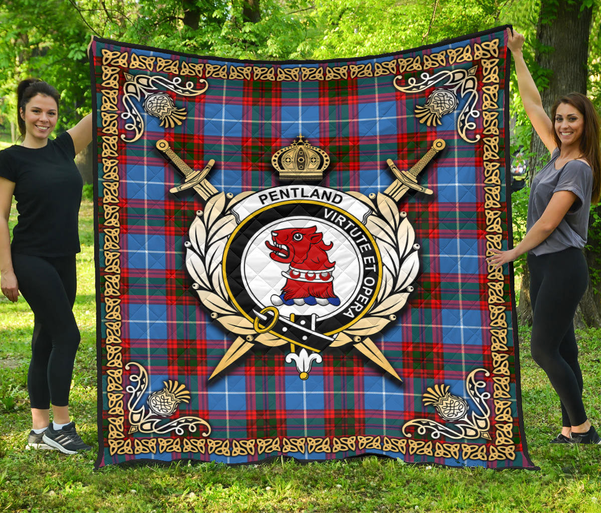 Pentland Tartan Crest Premium Quilt - Celtic Thistle Style