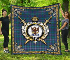 Sandilands Tartan Crest Premium Quilt - Celtic Thistle Style