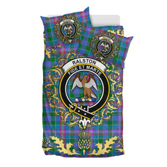 Ralston 01 Tartan Crest Bedding Set - Golden Thistle Style