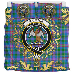 Ralston 01 Tartan Crest Bedding Set - Golden Thistle Style