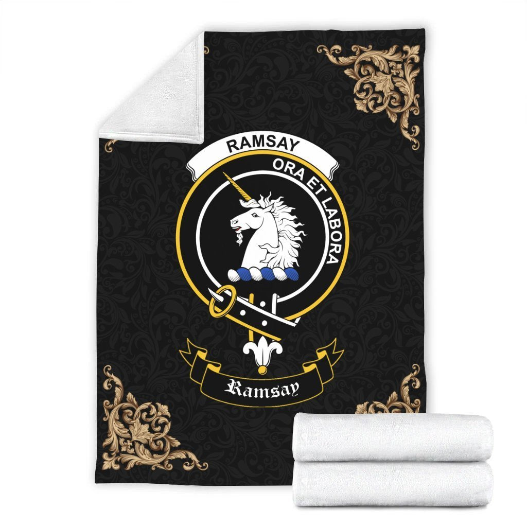 Ramsay Crest Tartan Premium Blanket Black