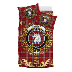 Ramsay 02 Tartan Crest Bedding Set - Golden Thistle Style
