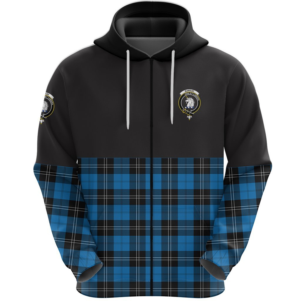 Ramsay Blue Ancient Clan Half Of Tartan Zipper Hoodie