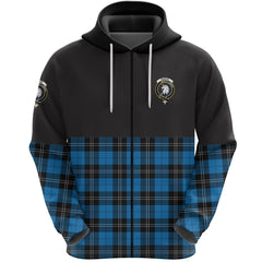 Ramsay Blue Ancient Clan Half Of Tartan Zipper Hoodie