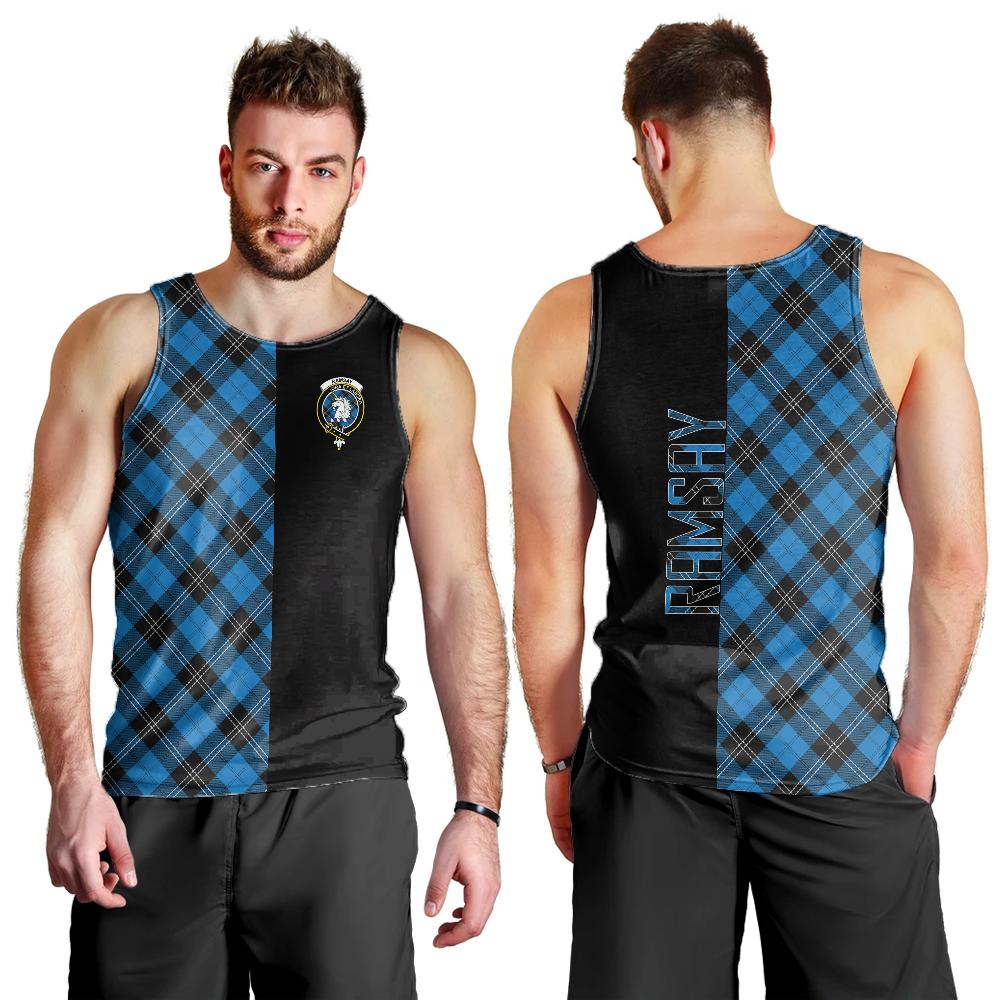 Ramsay Blue Ancient Tartan Crest Men's Tank Top - Cross Style