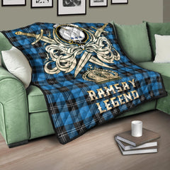 Ramsay Blue Ancient Tartan Crest Legend Gold Royal Premium Quilt