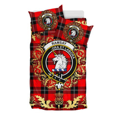 Ramsay Modern Tartan Crest Bedding Set - Golden Thistle Style