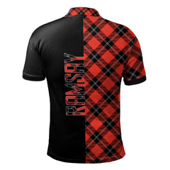 Ramsay Blue Ancient Tartan Polo Shirt Half of Me - Cross Style