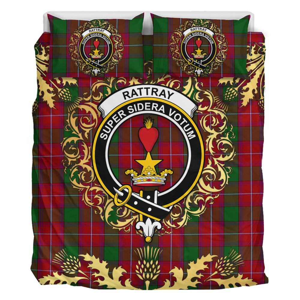 Rattray Tartan Crest Bedding Set - Golden Thistle Style