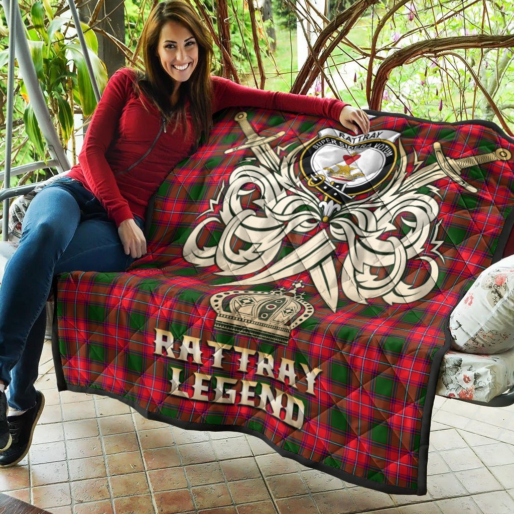Rattray Modern Tartan Crest Legend Gold Royal Premium Quilt